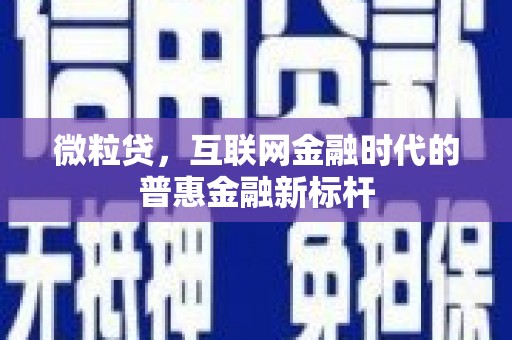 庄浪微粒贷，互联网金融时代的普惠金融新标杆