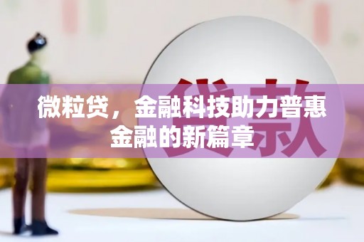 庄浪微粒贷，金融科技助力普惠金融的新篇章