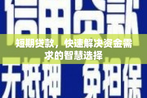 庄浪短期贷款，快速解决资金需求的智慧选择