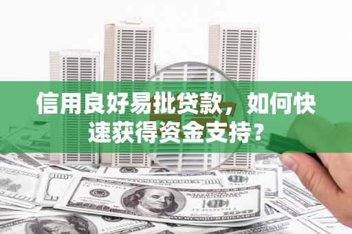 庄浪信用良好易批贷款，如何快速获得资金支持？