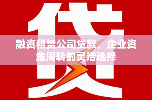 庄浪融资租赁公司贷款，企业资金周转的灵活选择