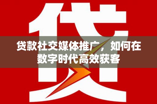 庄浪贷款社交媒体推广，如何在数字时代高效获客