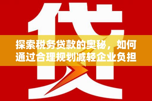 庄浪探索税务贷款的奥秘，如何通过合理规划减轻企业负担