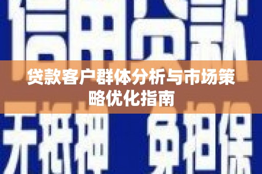 庄浪贷款客户群体分析与市场策略优化指南