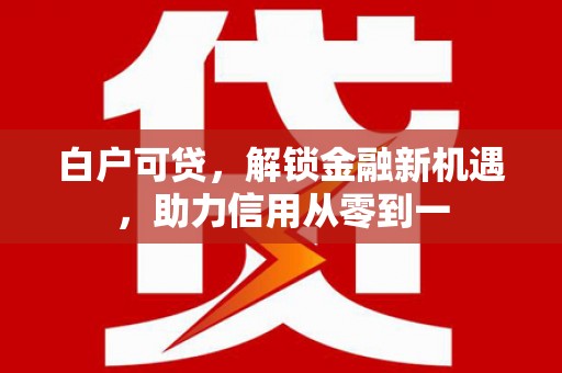 庄浪白户可贷，解锁金融新机遇，助力信用从零到一