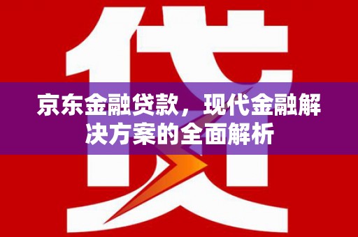 庄浪京东金融贷款，现代金融解决方案的全面解析