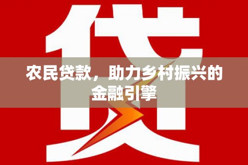庄浪农民贷款，助力乡村振兴的金融引擎