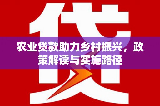 庄浪农业贷款助力乡村振兴，政策解读与实施路径