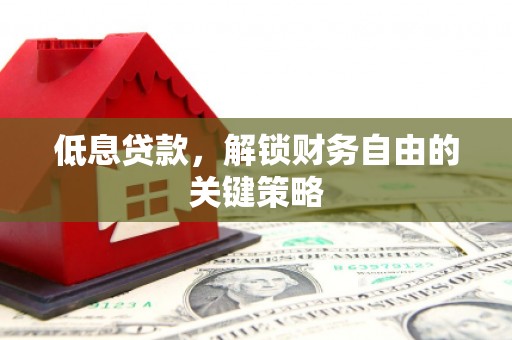 庄浪低息贷款，解锁财务自由的关键策略