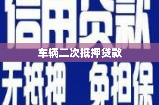 庄浪车辆二次抵押贷款