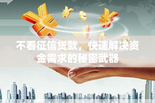 庄浪不看征信贷款，快速解决资金需求的秘密武器
