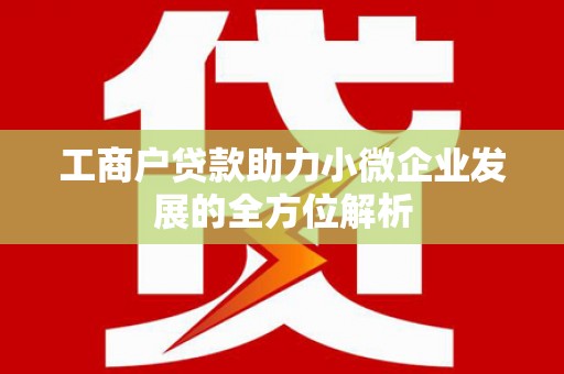 庄浪工商户贷款助力小微企业发展的全方位解析