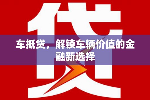 庄浪车抵贷，解锁车辆价值的金融新选择