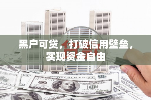 庄浪黑户可贷，打破信用壁垒，实现资金自由