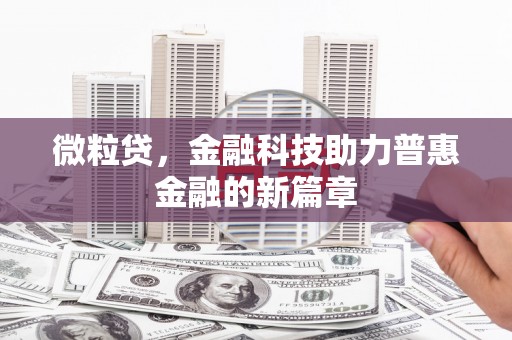 庄浪微粒贷，金融科技助力普惠金融的新篇章