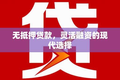庄浪无抵押贷款，灵活融资的现代选择