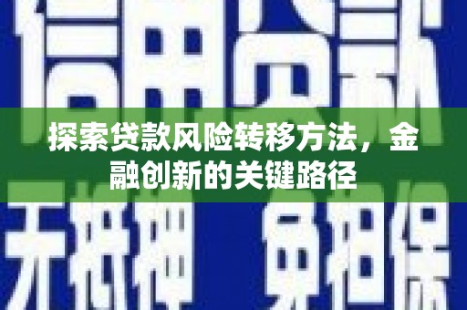 庄浪探索贷款风险转移方法，金融创新的关键路径