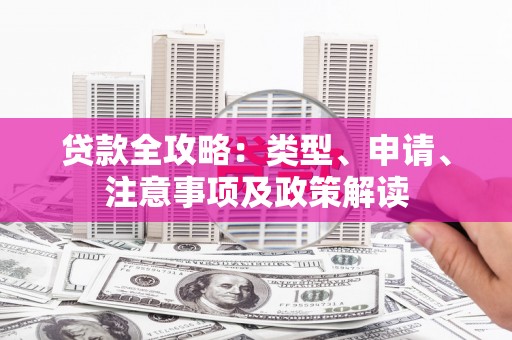 庄浪贷款全攻略：类型、申请、注意事项及政策解读