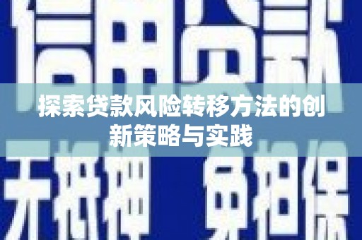 庄浪探索贷款风险转移方法的创新策略与实践